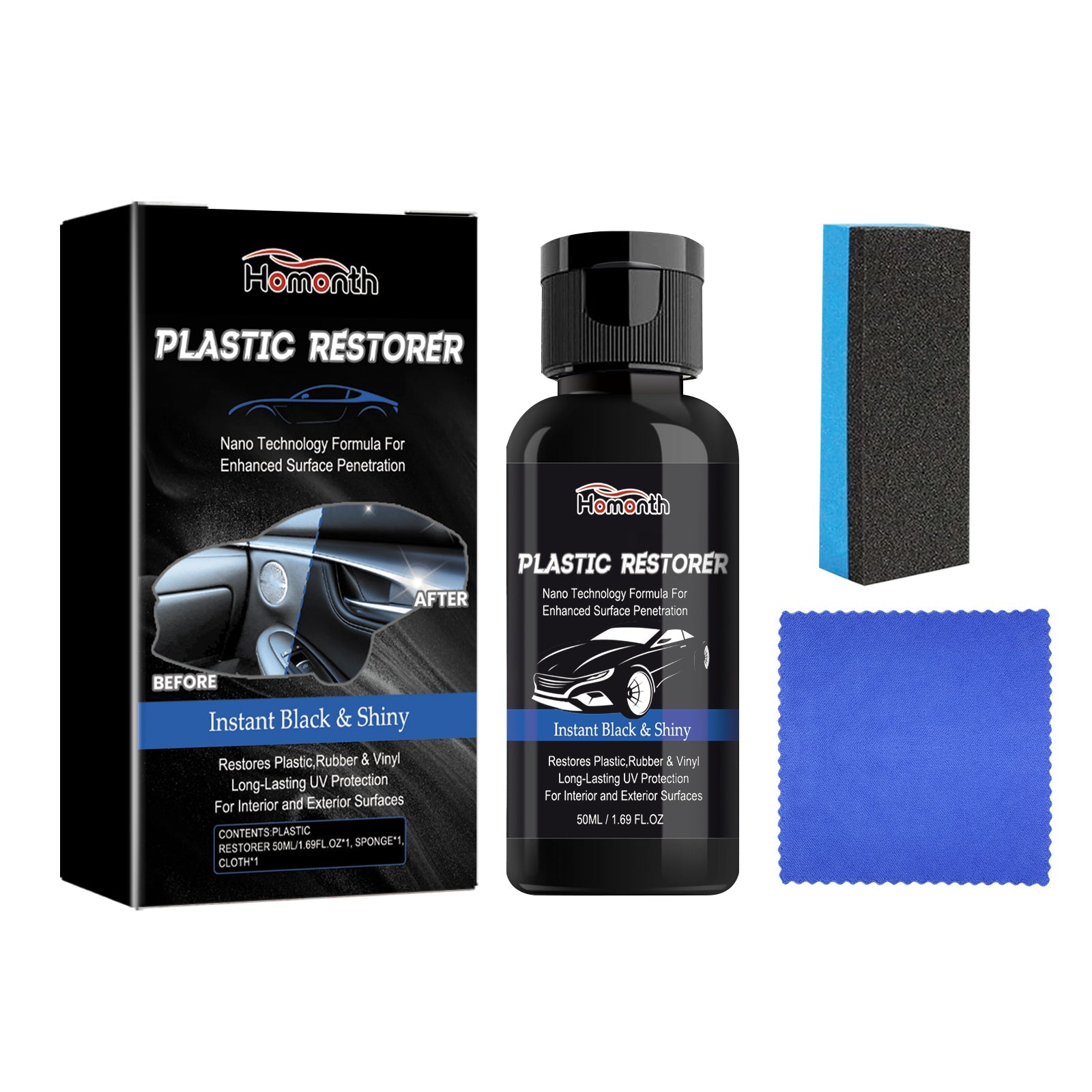 Plastic Restorer, Clean Interior Seat Dashboard Decontamination Polish Maintenance Refurbished Cleaner